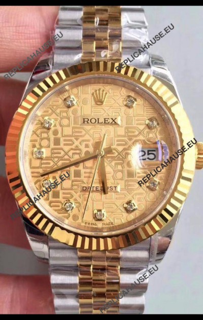 Rolex Datejust 41MM Cal.3135 Movement Swiss Replica Watch in 904L Steel Two Tone Casing Computer Dial