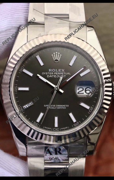 Rolex Datejust 41MM Cal.3135 Movement Swiss Replica Watch in 904L Steel Casing Grey Dial