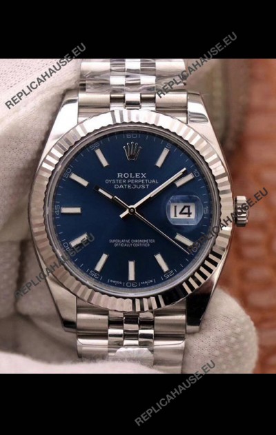 Rolex Datejust 41MM Cal.3135 Movement Swiss Replica Watch in 904L Steel Casing Blue Dial
