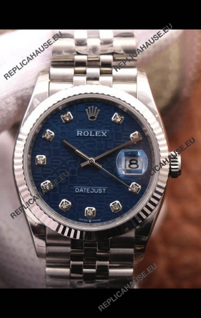Rolex Datejust 36MM Cal.3135 Movement Swiss Replica Watch in 904L Steel Blue Computer Dial 