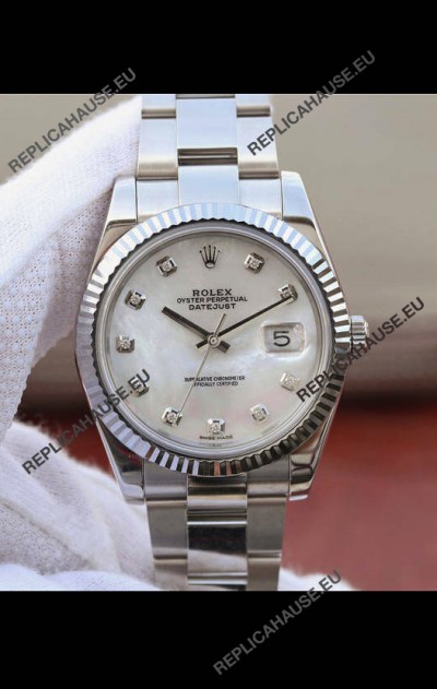 Rolex Datejust 41MM Cal.3135 Movement Swiss Replica Watch in 904L Steel Pearl Dial