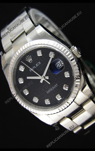 Rolex Datejust 36MM Cal.3135 Movement Swiss Replica Watch in Black Printed Dial