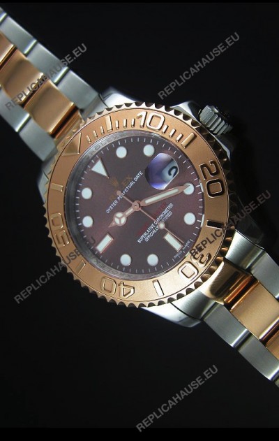 Rolex Yachtmaster Rose Gold Two Tone Grey Dial 1:1 Swiss Replica Watch 