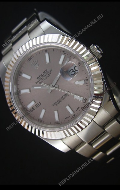 Rolex Datejust II 41MM with Cal.3136 Movement Swiss Replica Watch in Grey Dial Stick Markers 