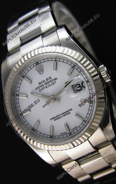 Rolex Datejust Japanese Replica Watch - White Dial in 36MM with Oyster Strap