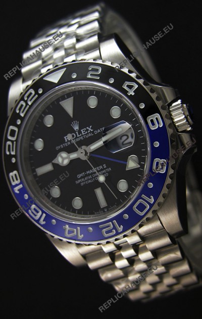 Rolex GMT Masters Batman Japanese Replica Movement Watch in Jubilee Strap 