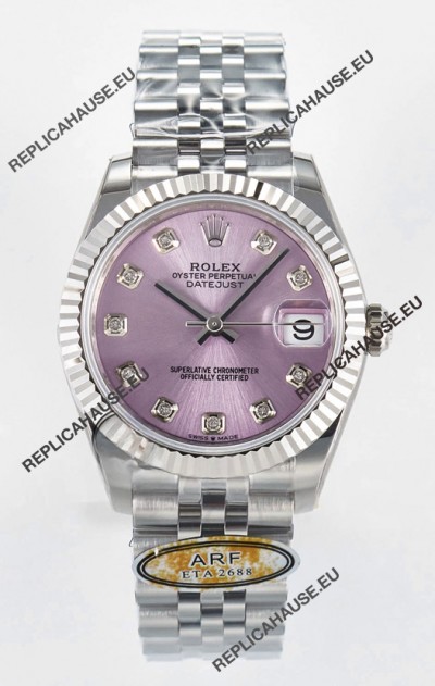 Rolex Super Clone Datejust ETA 2688 Movement 31MM Stainless Steel Case Pink Dial Watch
