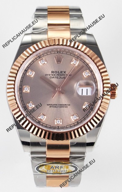 Rolex Super Clone Datejust ETA 3235 Movement 41MM Two Tone Rose Gold Plating Champange Dial Watch