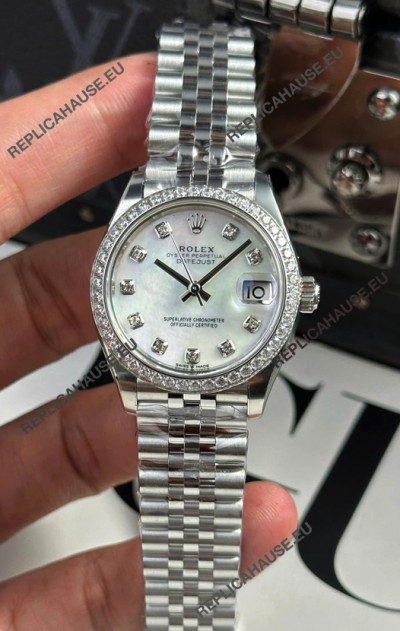 Rolex Super Clone Datejust ETA 2688 Movement 31MM Stainless Steel Case Pearl Dial Watch