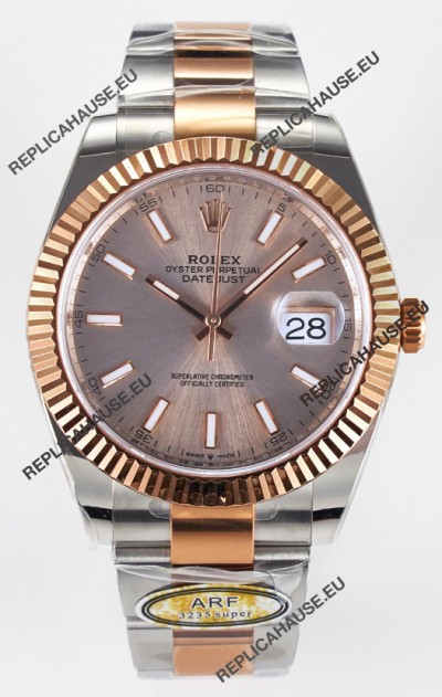 Rolex Super Clone Datejust ETA 3235 Movement 41MM Two Tone Rose Gold Plating and Dial Watch