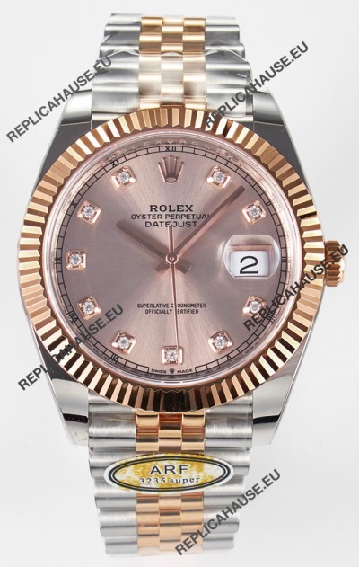 Rolex Super Clone Datejust ETA 3235 Movement 41MM Two Tone Rose Gold Plating and Dial Watch
