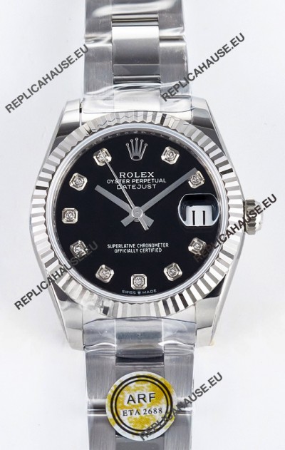 Rolex Super Clone Datejust ETA 2688 Movement 31MM Stainless Steel Black Dial Watch 