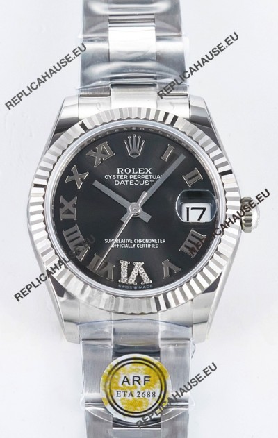 Rolex Super Clone Datejust ETA 2688 Movement 31MM Stainless Steel Grey Dial Watch 