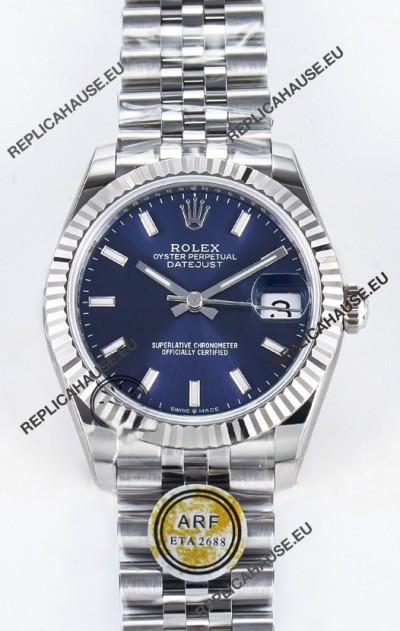 Rolex Super Clone Datejust ETA 2688 Movement 31MM Stainless Steel Blue Dial Watch 