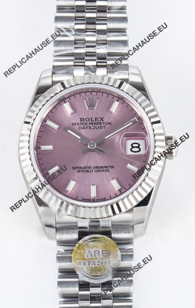 Rolex Super Clone Datejust ETA 2688 Movement 31MM Stainless Steel Pink Dial Watch 