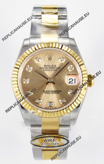 Rolex Super Clone Datejust ETA 2688 Movement 31MM Two Tone Yellow Gold Watch and Dial