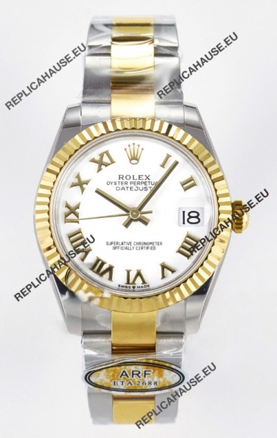 Rolex Super Clone Datejust ETA 2688 Movement 31MM Two Tone Yellow Gold Watch White Dial