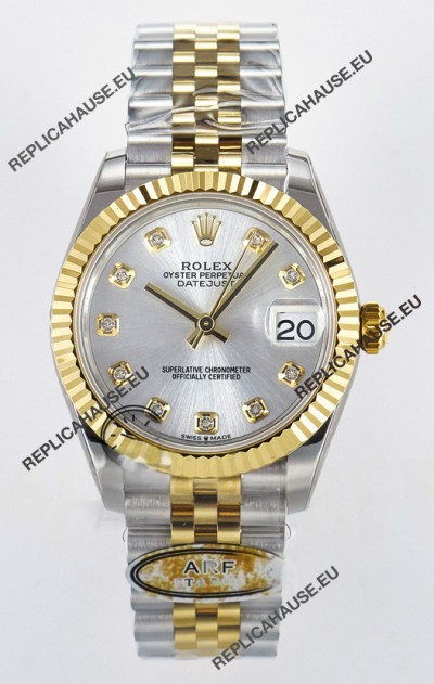 Rolex Super Clone Datejust ETA 2688 Movement 31MM Two Tone Yellow Gold Swiss Silver Dial