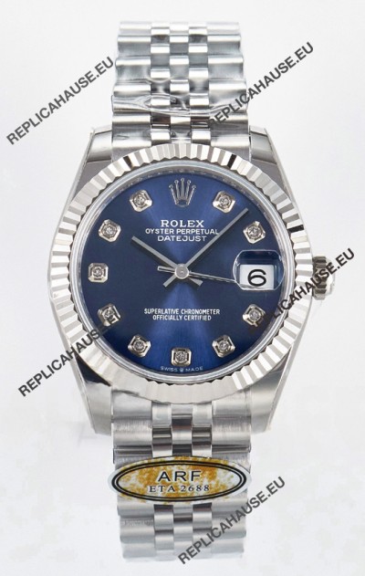 Rolex Super Clone Datejust ETA 2688 Movement 31MM Stainless Steel Blue Dial Watch 