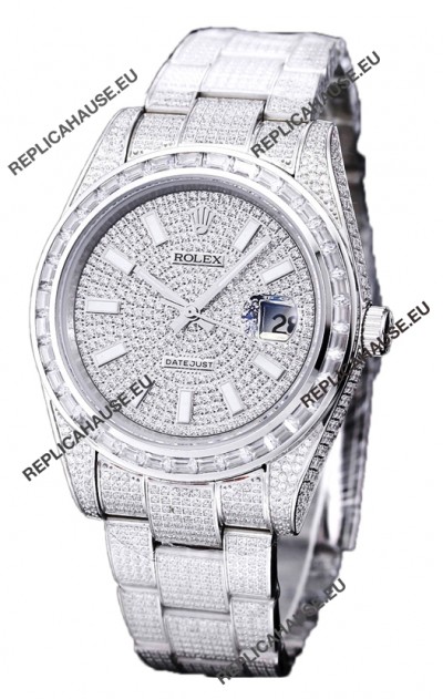 Rolex Datejust 41MM Swiss Replica - Iced Out Edition in Diamonds Dial 