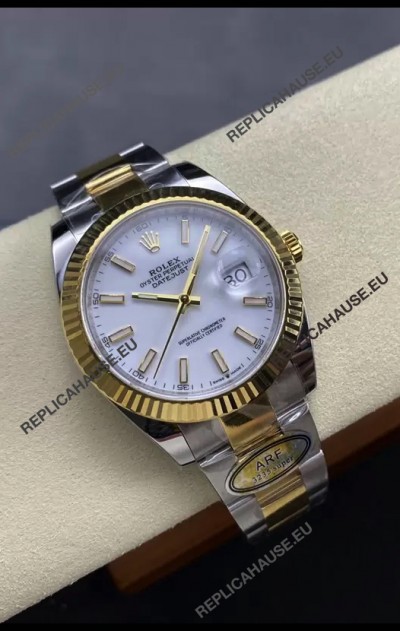 Rolex Datejust M126333 41MM ETA3235 72 Hours Power White Dial Oyster 1:1 Mirror Replica Yellow Gold 904L Steel