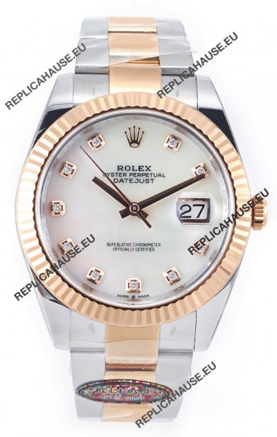 Rolex Datejust M126333 41MM ETA3235 72 Hours Power Pearl Dial Oyster 1:1 Mirror Replica Rose Gold 904L Steel