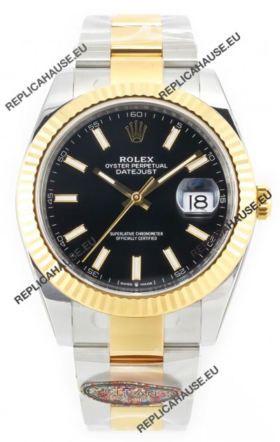 Rolex Datejust M126333 41MM ETA3235 72 Hours Power Black Dial Oyster 1:1 Mirror Replica Yellow Gold 904L Steel