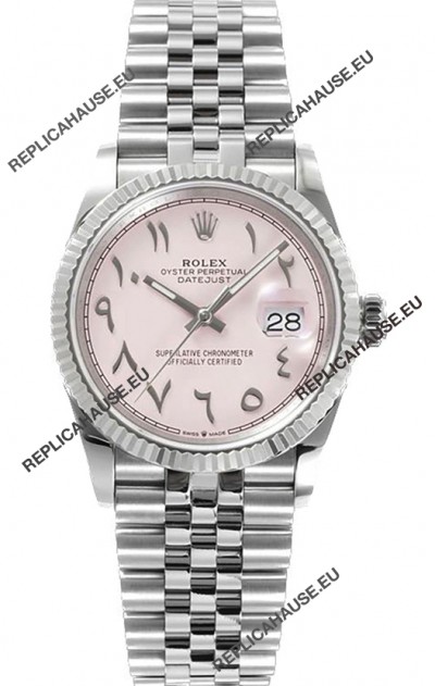 Rolex Datejust M126234 36MM ETA3235 Pink Arabic Dial - 904L Steel Casing 