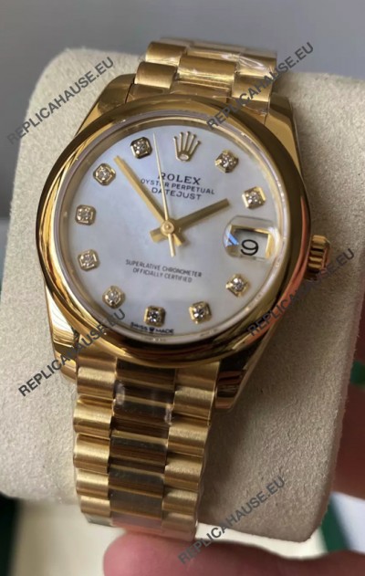 Rolex Datejust M278248 31MM Swiss Replica in Gold - White Pearl Dial 1:1 Mirror Quality 