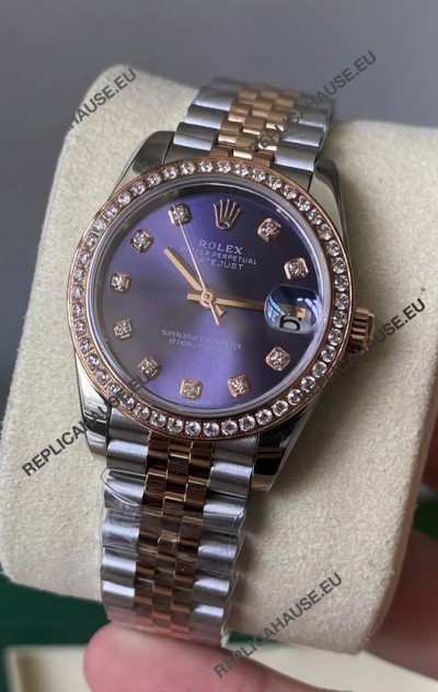 Rolex Datejust M278381RBR 31MM Swiss Replica Two Tone Rose Gold - Blue Dial 1:1 Mirror Quality