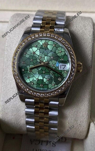 Rolex Datejust M278383RBR 31MM Swiss Replica Two Tone Yellow Gold - Floral Motif Dial 1:1 Mirror Quality