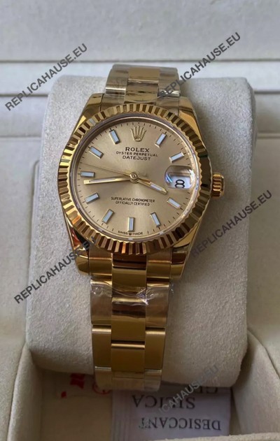 Rolex Datejust 278278 31MM Swiss Replica in 904L Steel Yellow Gold Casing in Stick Markers 1:1 Mirror Quality 