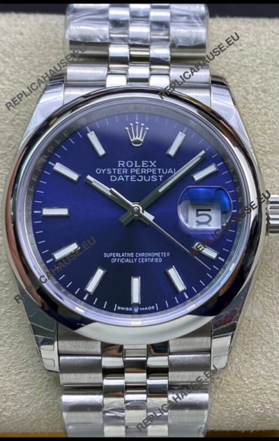 Rolex Datejust 126200-0006 36MM Swiss 1:1 Mirror Swiss Replica in 904L Steel in Blue Dial