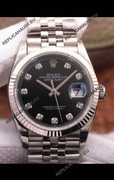 Rolex Datejust 126234 36MM Swiss Replica in 904L Steel in Black Dial 1:1 Mirror Replica