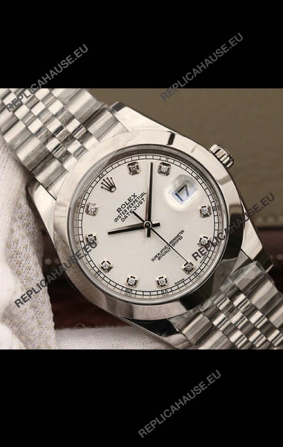 Rolex Datejust 41MM Cal.3135 Swiss 1:1 Mirror Replica Watch in 904L Steel Casing White Dial