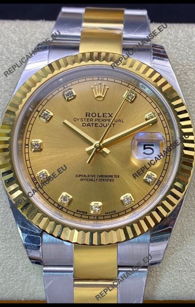 Rolex Datejust 126333 41MM Swiss 1:1 Mirror Replica Watch in 904L Steel - Gold Dial