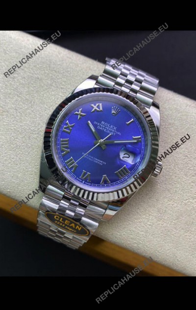 Rolex Datejust 41MM Swiss Replica in 904L Steel in Blue Dial - 1:1 Mirror Replica