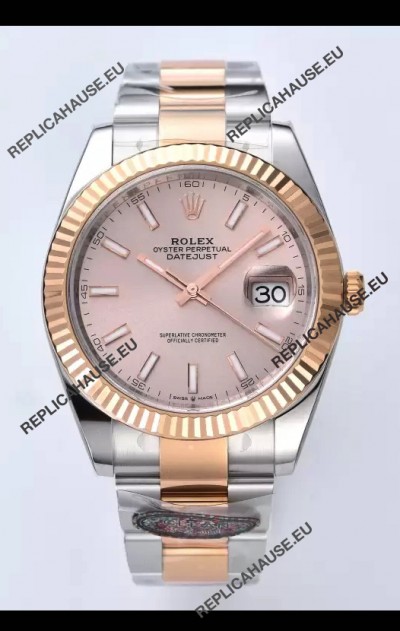 Rolex Datejust Cal.3235 Movement 1:1 Mirror Replica 904L Steel 41MM Two Tone Rose Gold Casing