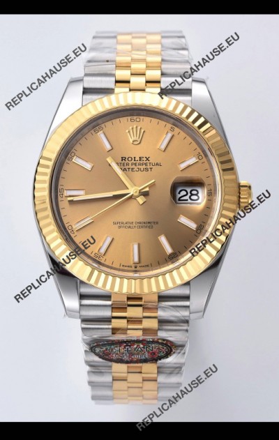 Rolex Datejust 126333 41MM Cal.3235 Swiss 1:1 Mirror Replica Watch in 904L Pale Gold Dial