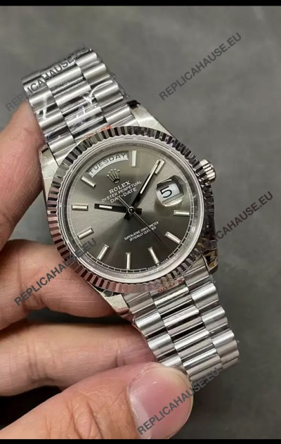 Rolex Day Date Presidential Stainless Steel Grey Dial Watch 40MM - 1:1 Mirror Quality