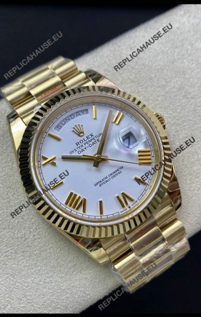 Rolex Day Date Presidential 18K Yellow Gold Watch 40MM - White Dial 1:1 Mirror Quality