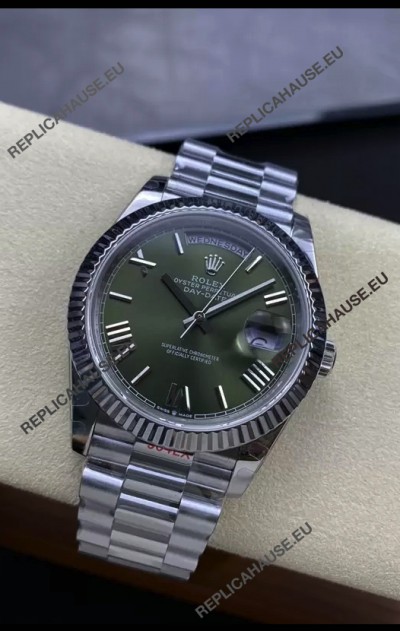 Rolex Day Date Presidential Stainless Steel Green Dial Watch 40MM - 1:1 Mirror Quality