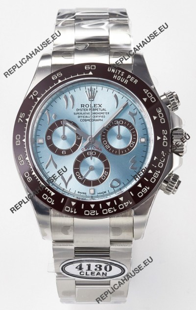 Rolex Daytona Super Clone ICE Blue Dial Diamonds Bezel Cal.4130 Movement - 904L Steel Watch