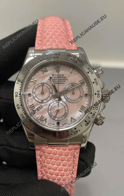 Rolex Daytona Super Clone Pink Pearl Dial Stainless Steel 1:1 Mirror Cal.4131 Movement Replica Watch