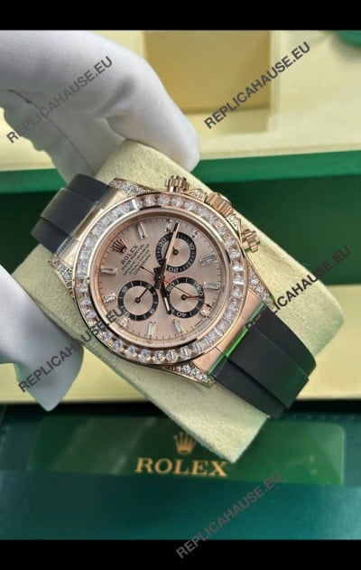 Rolex Daytona Super Clone Rose Gold Casing & Dial Cal.4131 Movement Watch Custom Sapphires Bezel