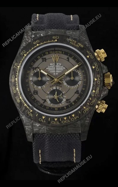 Rolex Daytona Super Clone Watch in Grey Dial Grey Carbon Casing 1:1 Mirror Replica