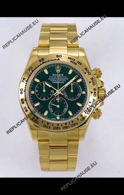 Rolex Daytona John Mayer Super Clone 116508 Yellow Gold Green Dial Cal.4130 Movement Swiss Replica