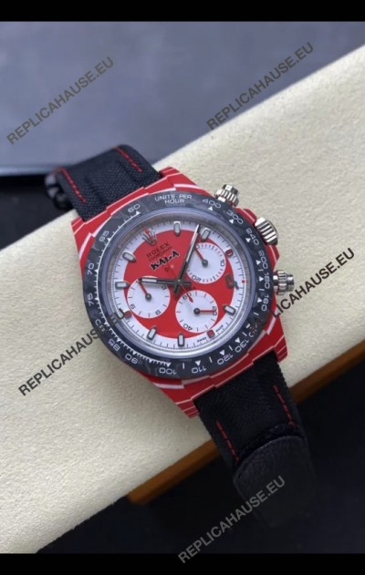 Rolex Daytona Super Clone DiW Kakha Kaladze Red Carbon Casing Watch in Red Dial 1:1 Mirror Replica Watch