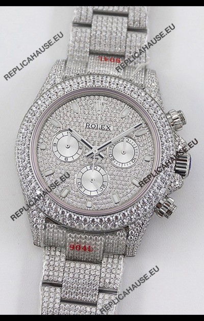 Rolex Cosmograph Daytona 904L Steel ICED OUT Cal.4130 Movement - 904L Steel Watch