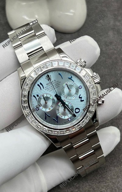 Rolex Cosmograph Daytona ICE Blue Dial Diamonds Bezel Cal.4130 Movement - 904L Steel Watch